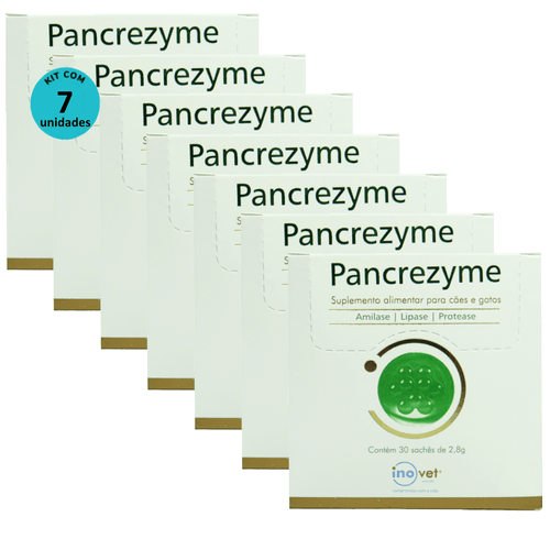 Pancrezyme Suplemento Para Cães e Gatos Com 30 Sachê de 2,8g Kit C/ 7 Caixas